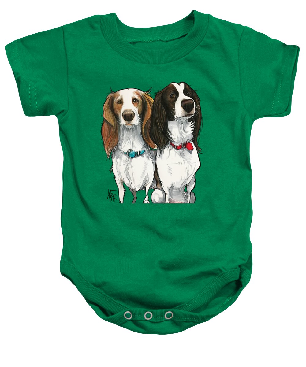 Pet Portrait Baby Onesie featuring the drawing Woodhull 3184 by Canine Caricatures By John LaFree