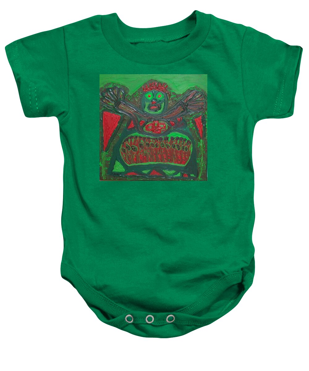Multicultural Nfprsa Product Review Reviews Marco Social Media Technology Websites \\\\in-d�lj\\\\ Darrell Black Definism Artwork Baby Onesie featuring the mixed media Worship of a green demigod by Darrell Black
