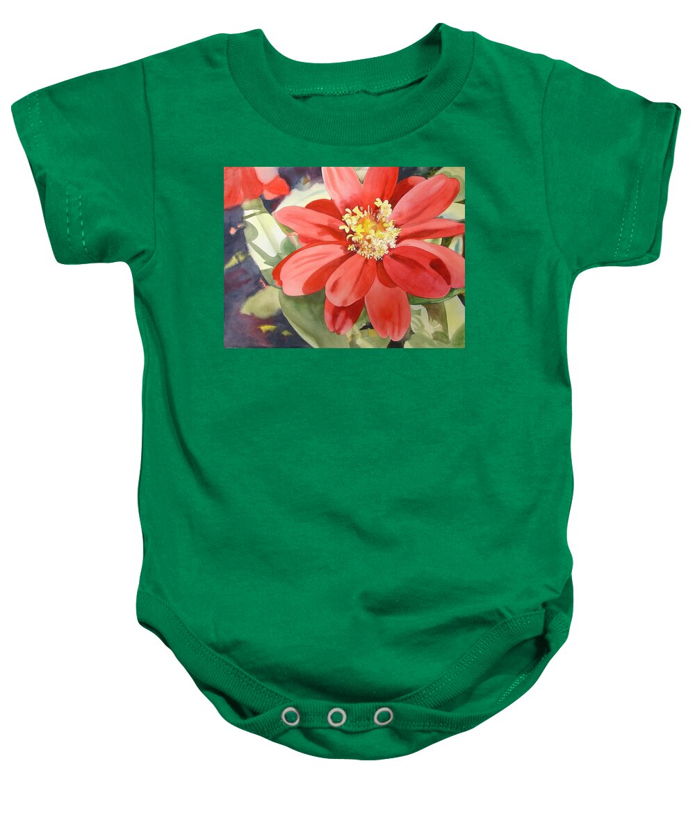 Floral Baby Onesie featuring the painting Zinia by Marlene Gremillion