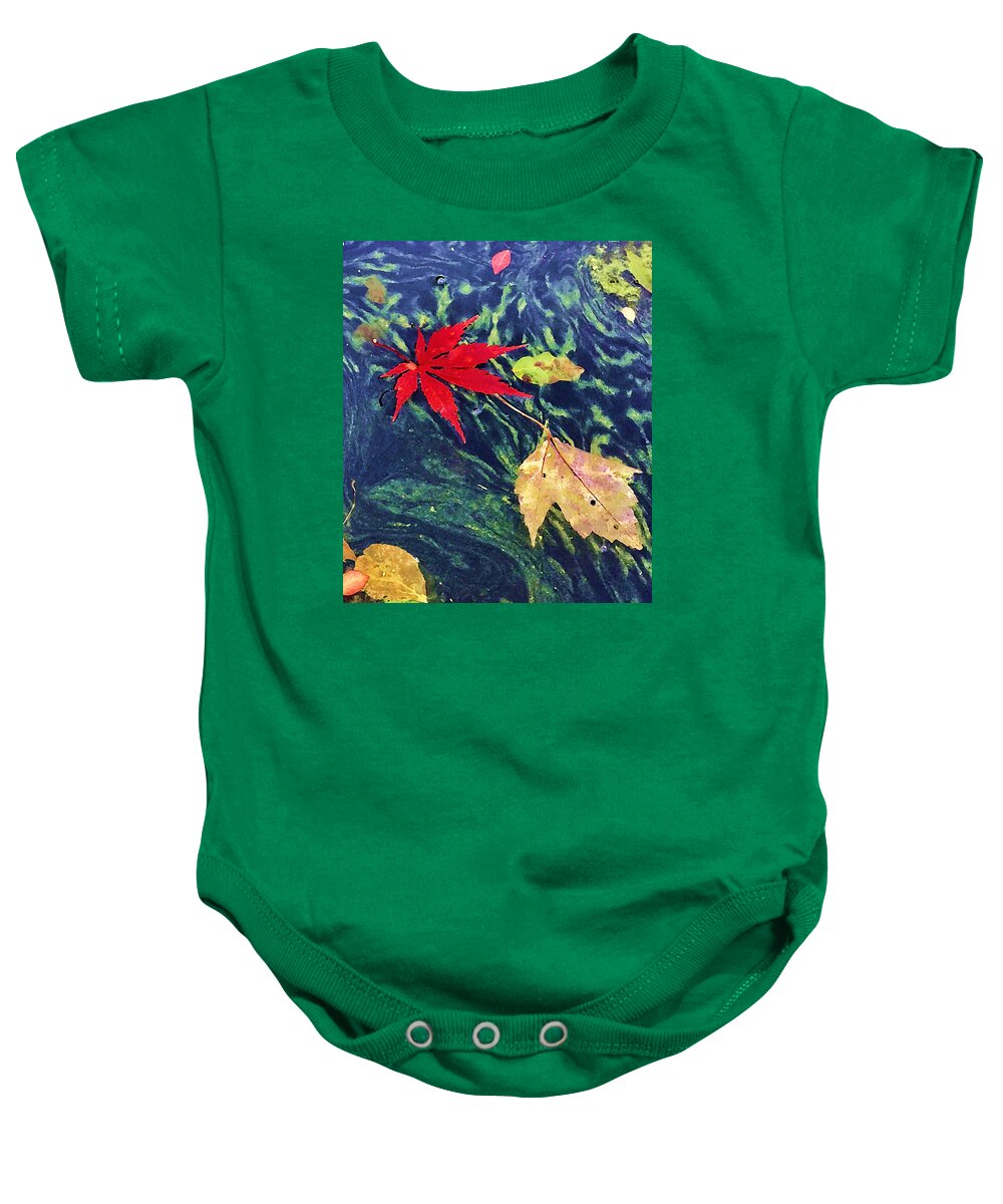 Fall Baby Onesie featuring the photograph Floating Fire by Tom Johnson