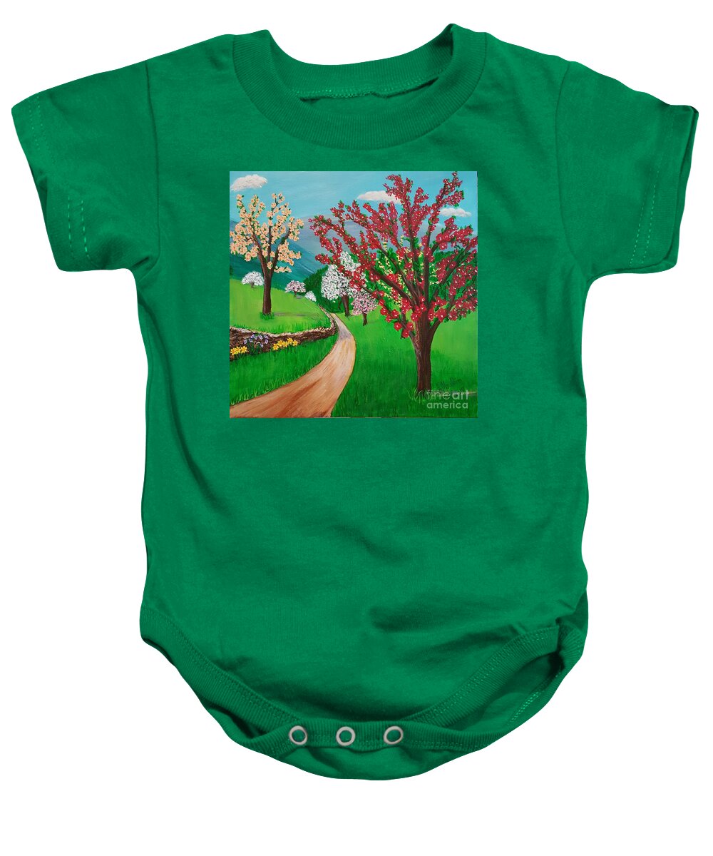 Spring Baby Onesie featuring the painting Morning Walk by Elizabeth Mauldin