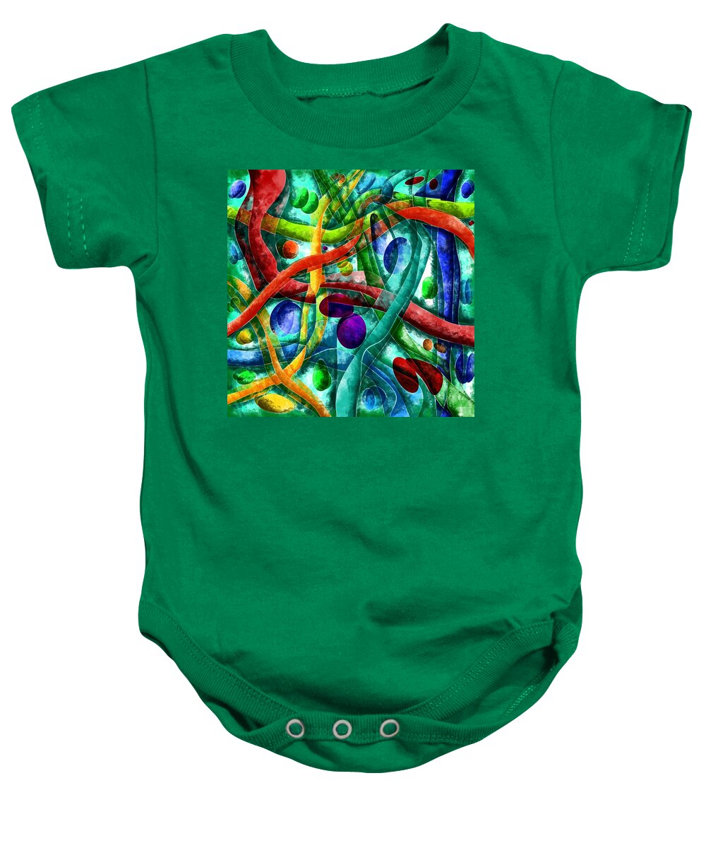 Paradox Baby Onesie featuring the painting Paradox madness by Patricia Piotrak