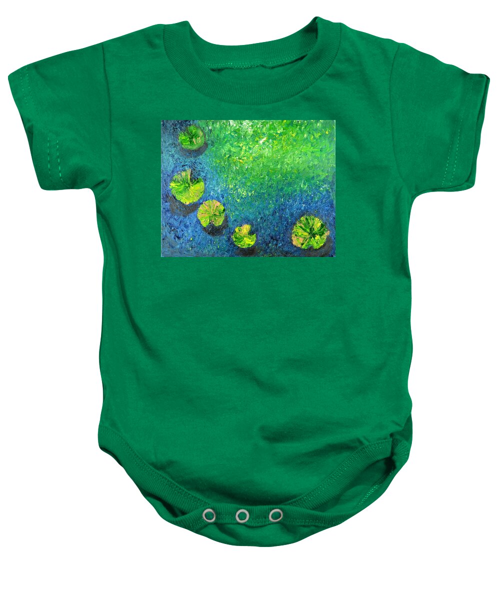 Shadow Baby Onesie featuring the painting Shadow on water by Chiara Magni