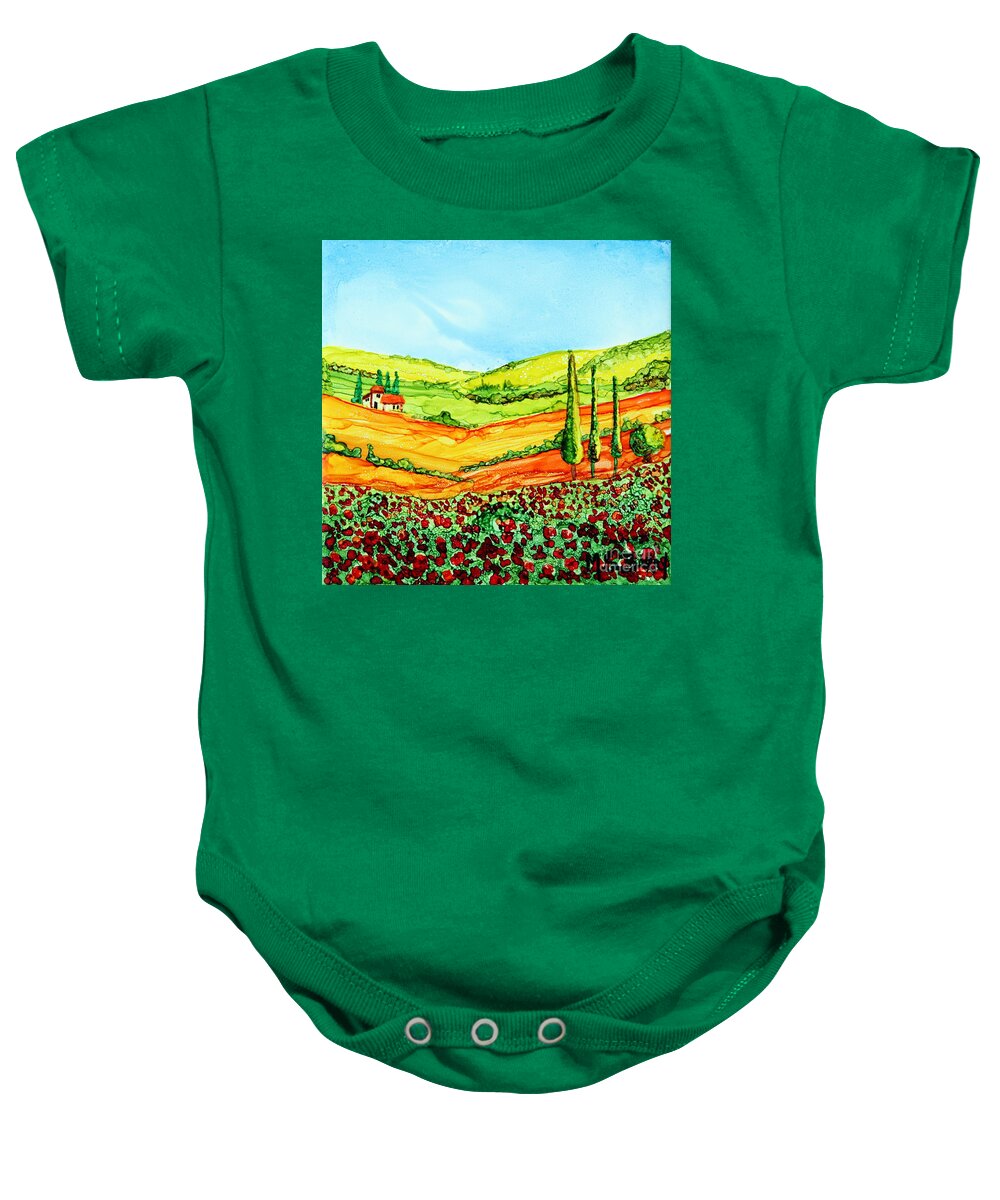 Tuscany Baby Onesie featuring the painting Tuscan Countryside by Maria Barry