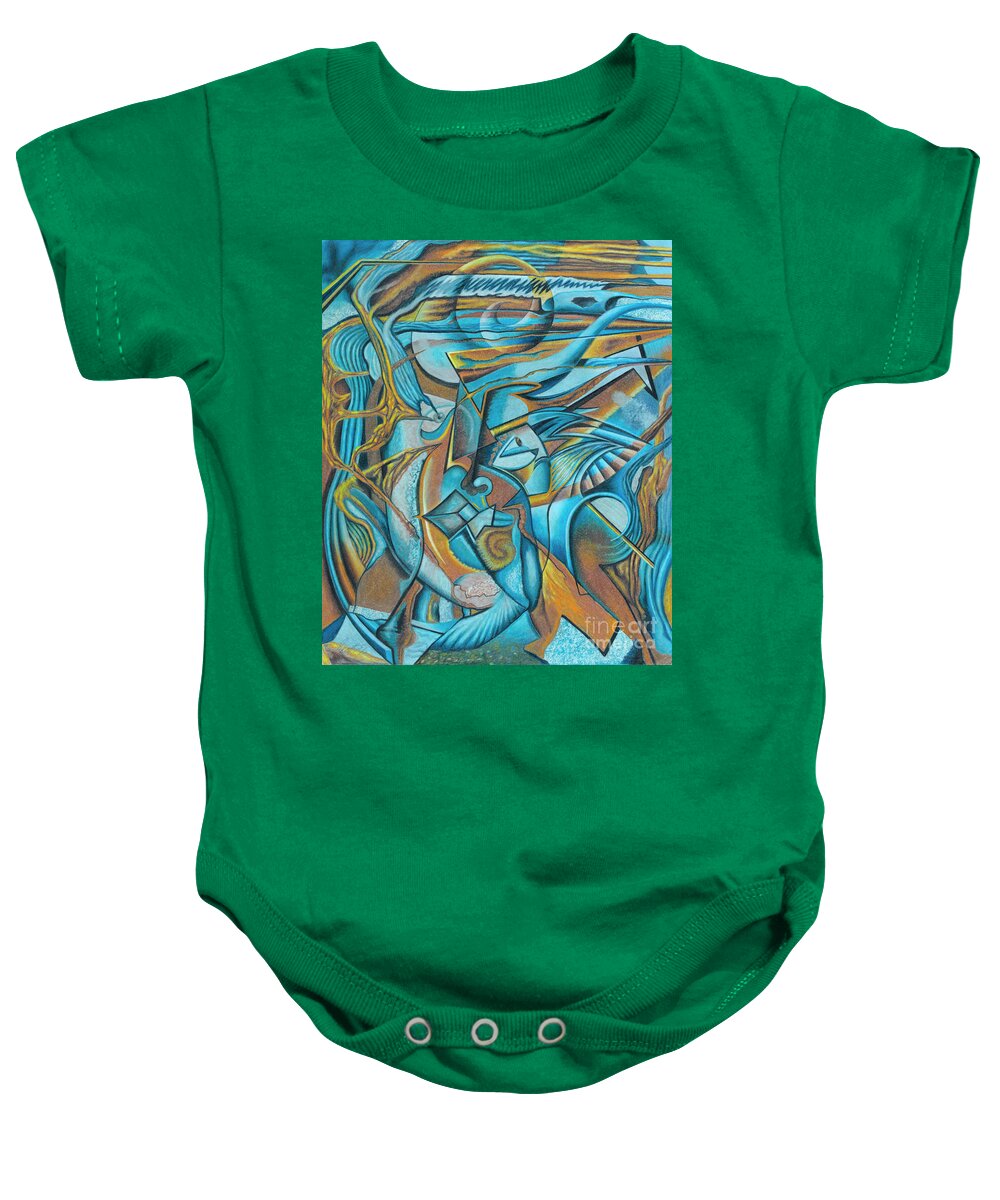 Fine Art Baby Onesie featuring the drawing Whirlwind Kiss by Scott Brennan