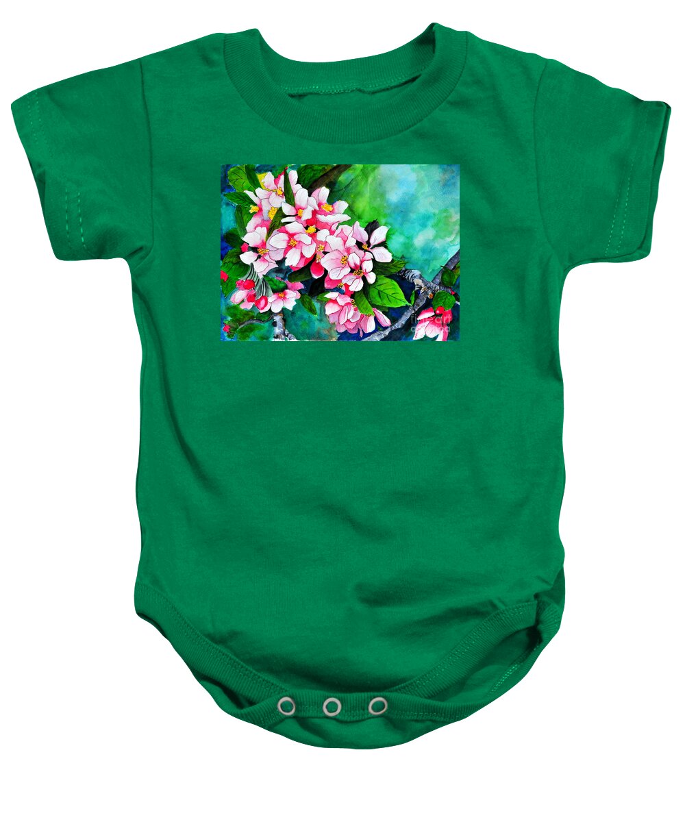 Apple Baby Onesie featuring the painting Apple Blossoms by John W Walker