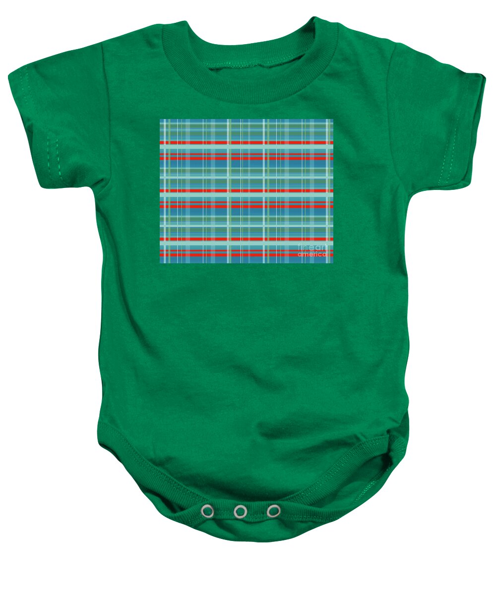 Plaid Patter Baby Onesie featuring the digital art Blue and Red Plaid by Joe Barsin