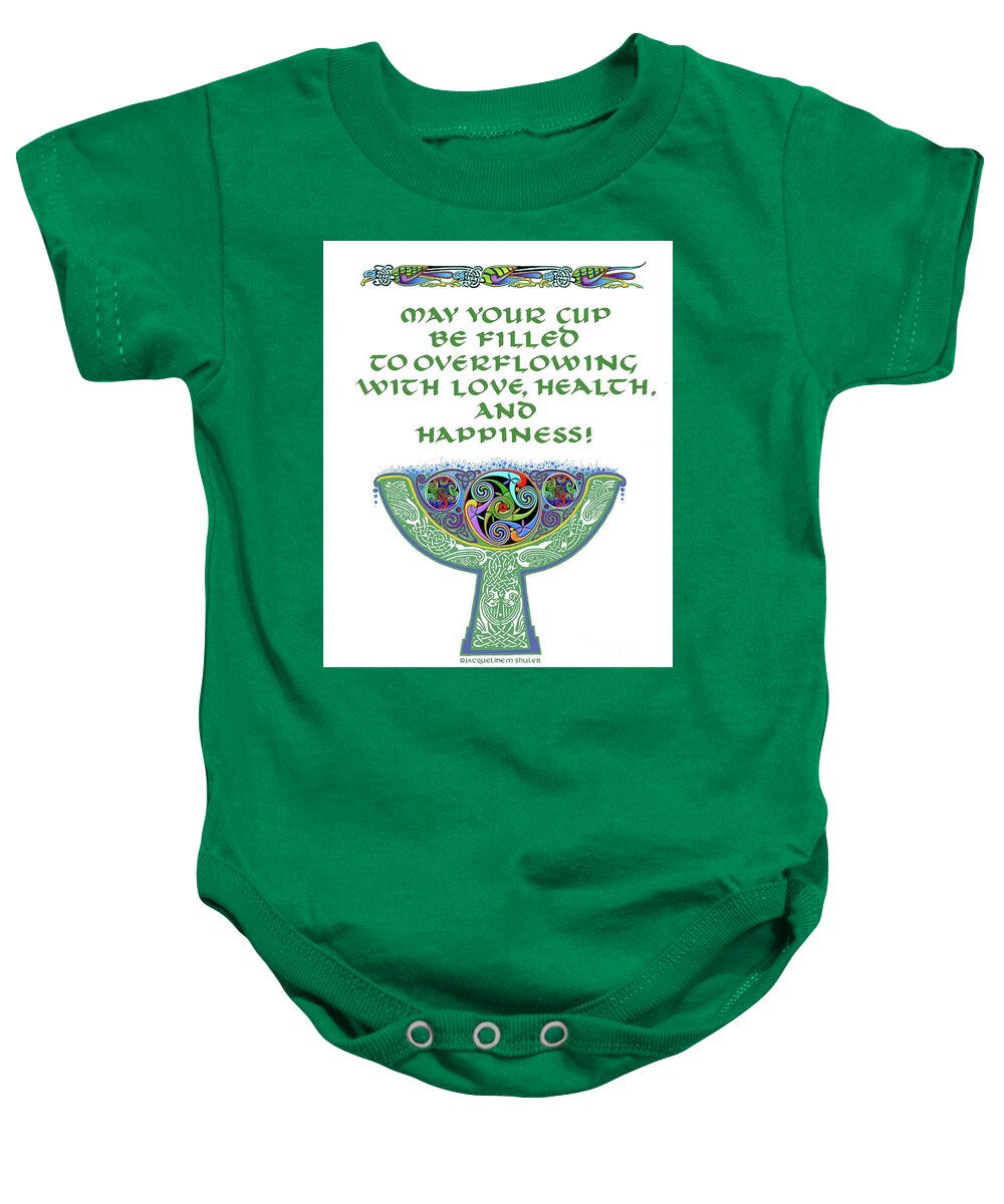  Celtic Baby Onesie featuring the digital art Celtic Goblet Blessing by Jacqueline Shuler