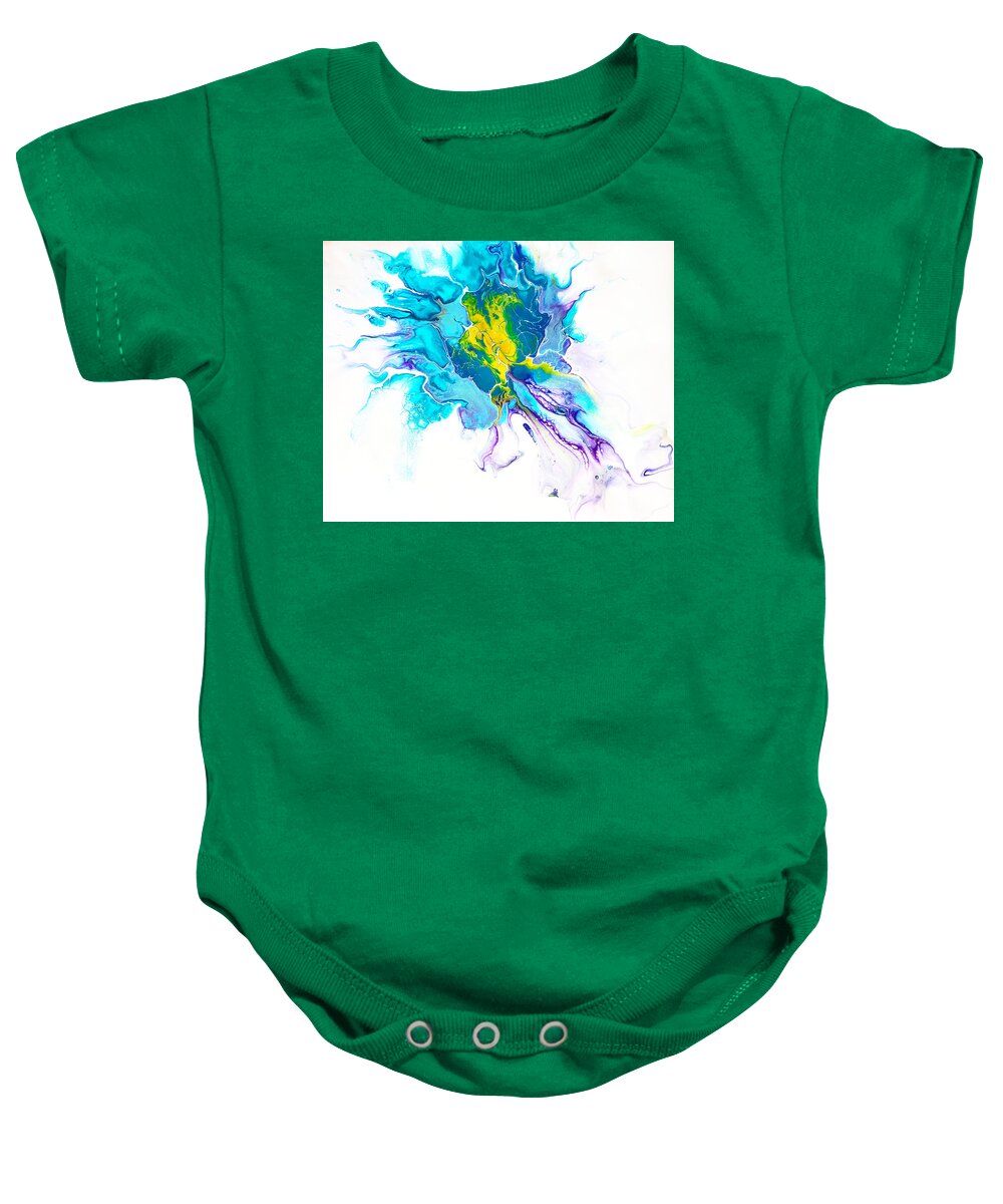 Abstract Baby Onesie featuring the painting Green Turtle by Christine Bolden