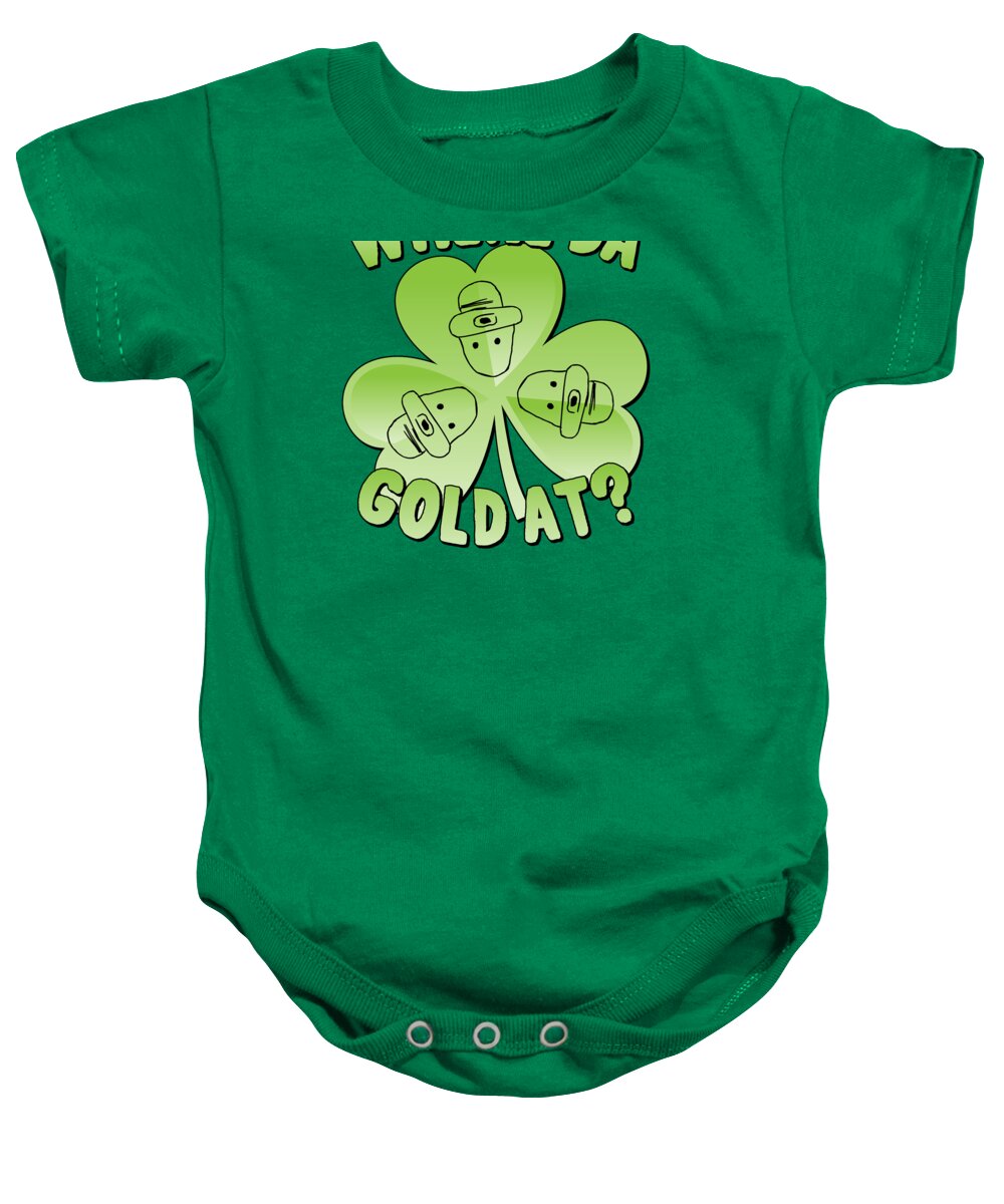 Meme Baby Onesie featuring the digital art I Wanna Know Where Da Gold At by Flippin Sweet Gear
