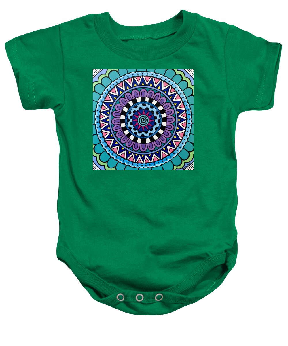 Mandala Baby Onesie featuring the painting In A Dream by Beth Ann Scott