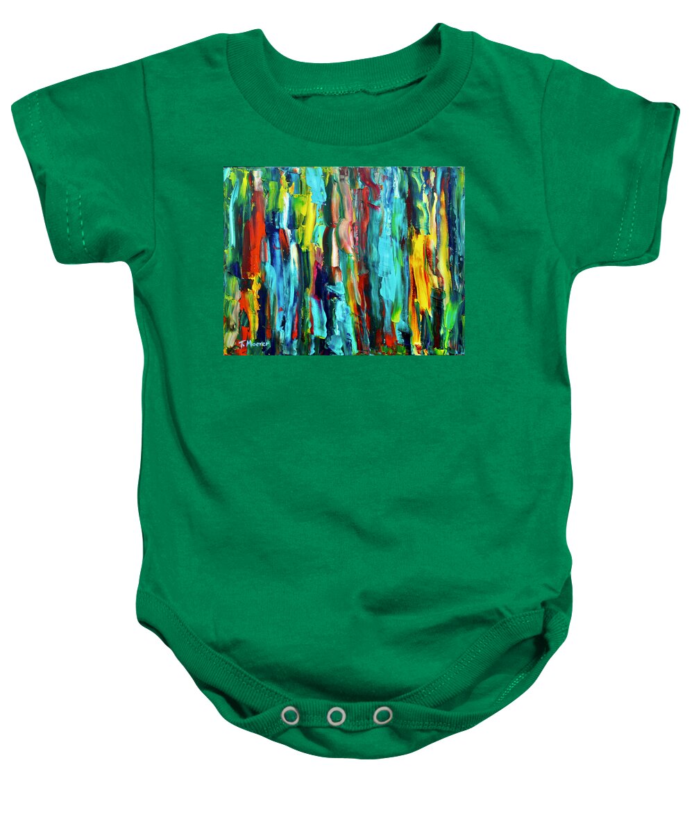 Turquoise Baby Onesie featuring the painting In The Depths 2 by Teresa Moerer