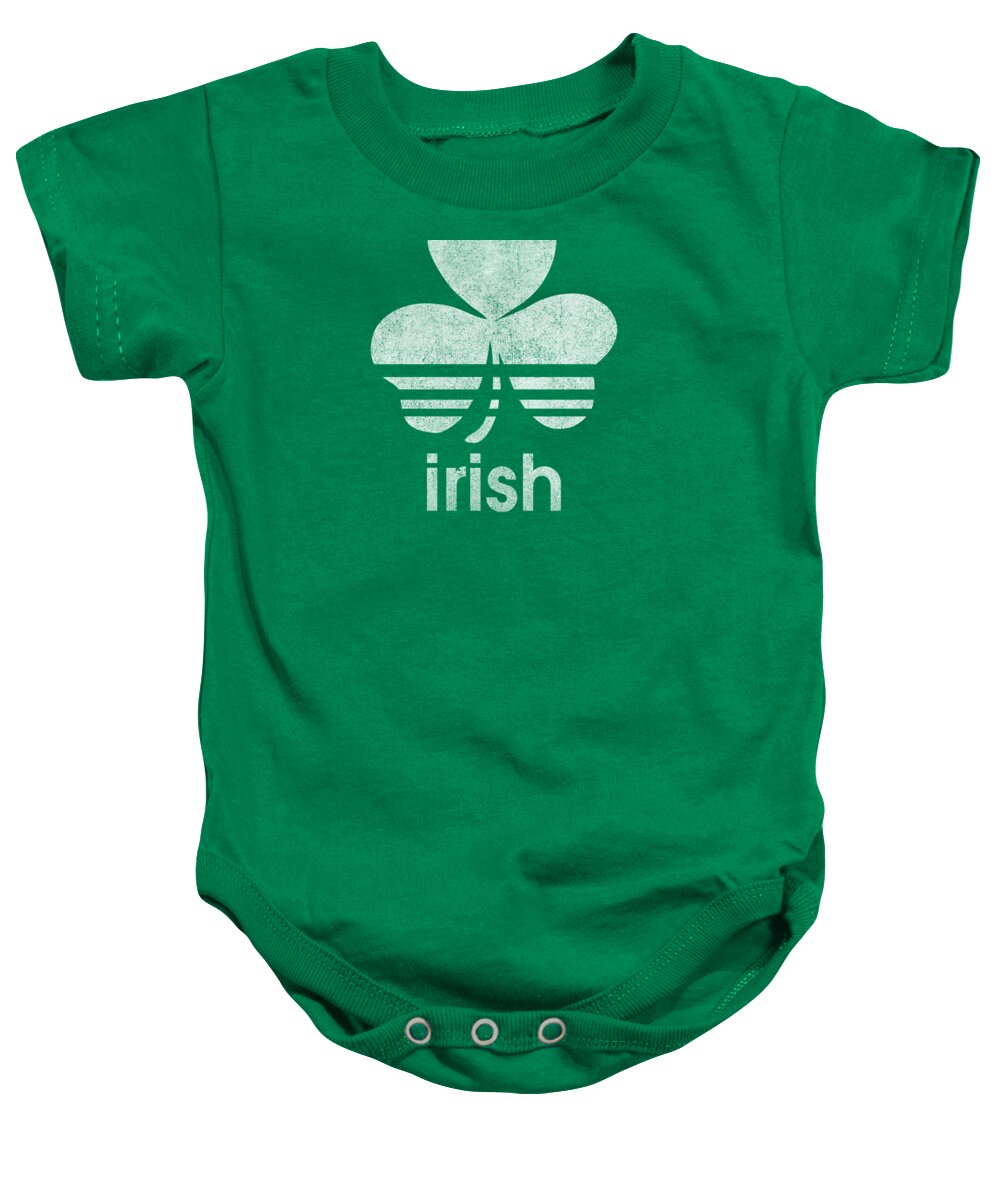 Funny Baby Onesie featuring the digital art Irish Logo Retro by Flippin Sweet Gear