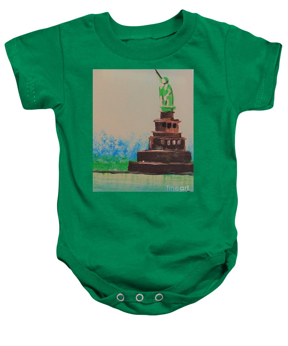 Liberty Baby Onesie featuring the painting Liberty by Saundra Johnson