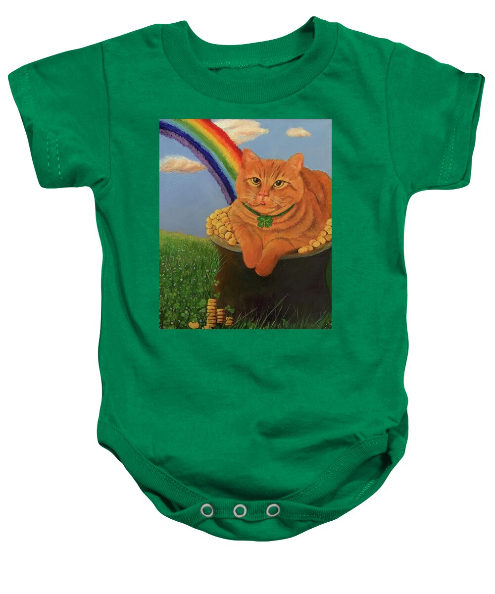 Cat Baby Onesie featuring the painting Mr. Lucky by Jane Ricker