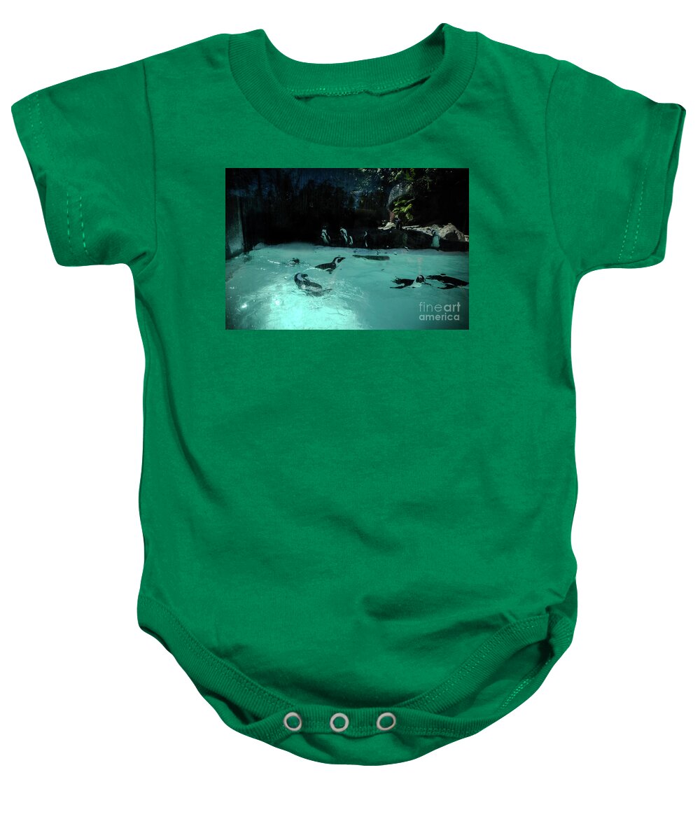 Penguin Baby Onesie featuring the photograph Penguin Play by Judy Hall-Folde
