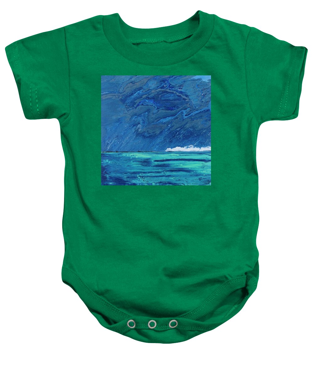 Seascape Baby Onesie featuring the painting Sailor Take Warning by Steve Shaw