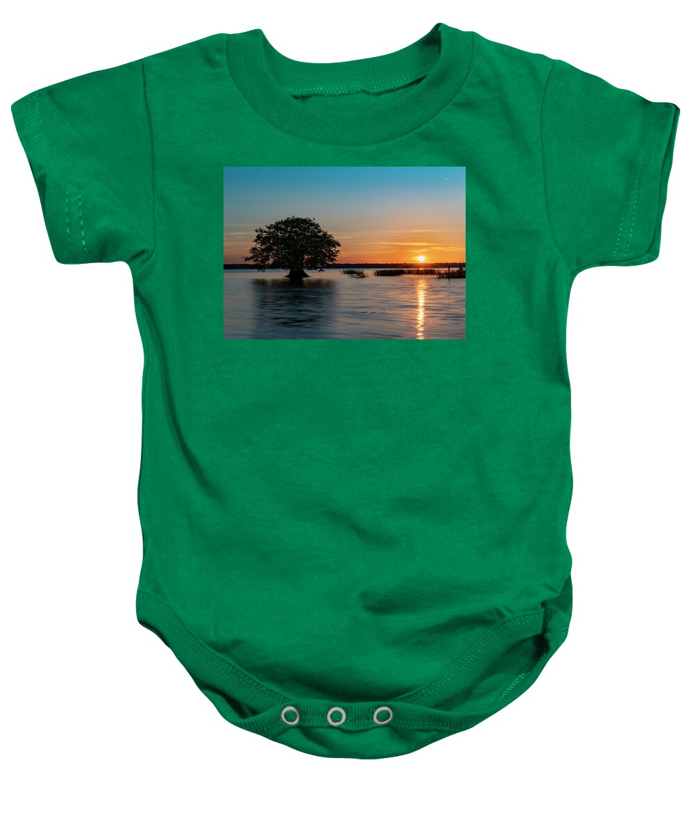 Blue Cypress Lake Baby Onesie featuring the photograph Cypress Sunset Two by Todd Tucker