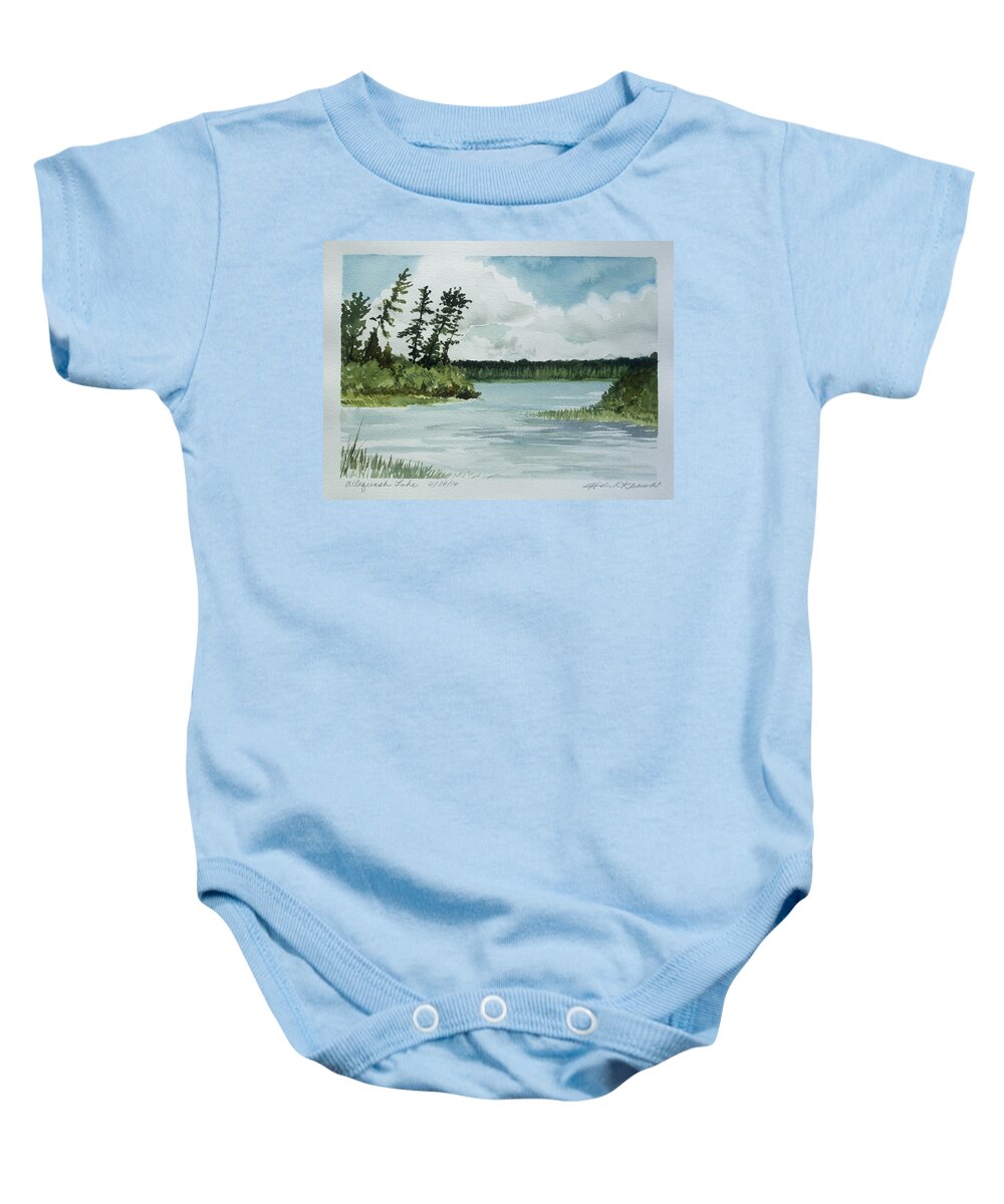 This Is A Plein Air (painted On Site) Watercolor Of Allequash Lake In Northern Wisconsin Baby Onesie featuring the painting Allequash Lake by Helen Klebesadel