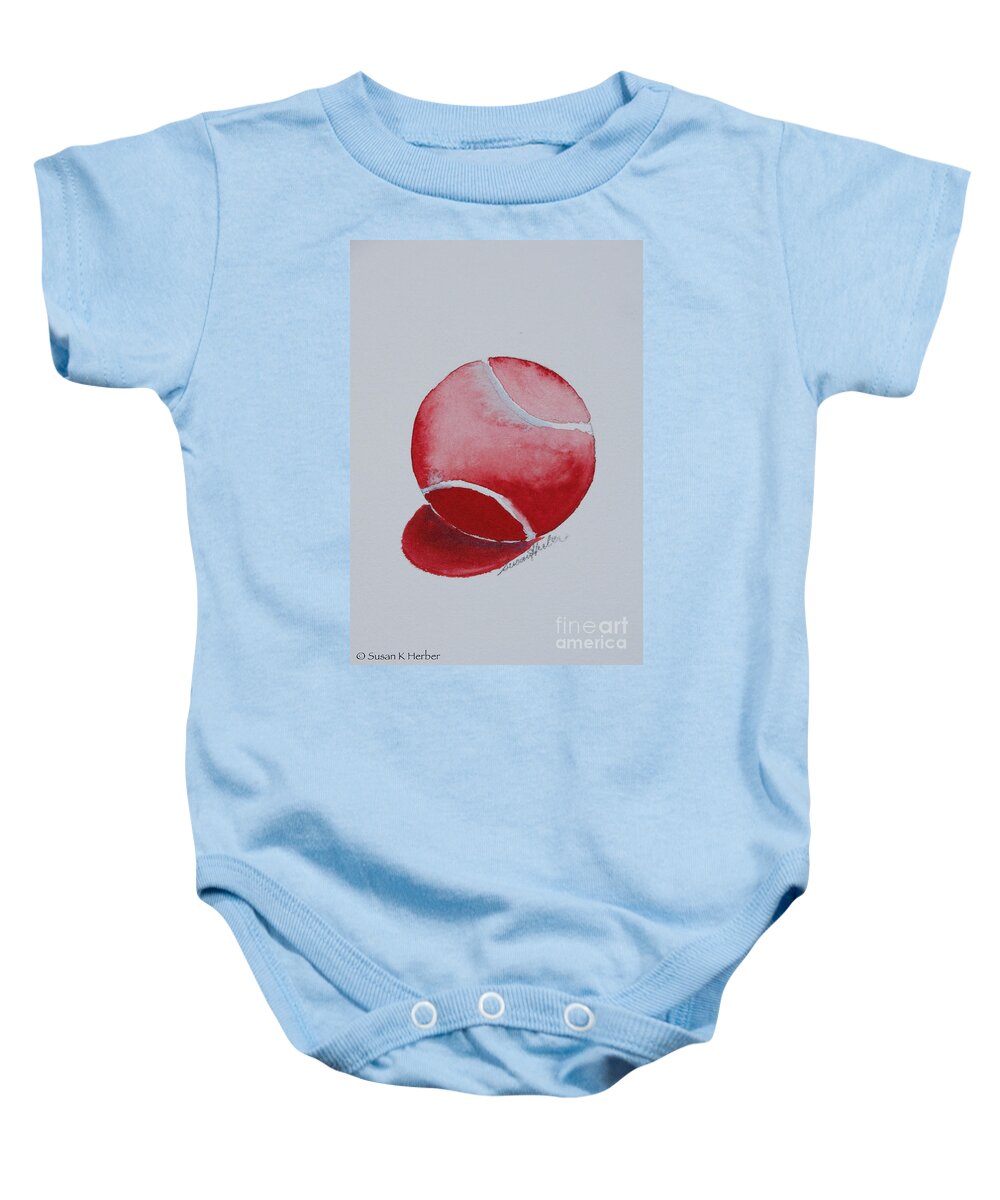 Ball Baby Onesie featuring the painting Cherry Ball #1 by Susan Herber