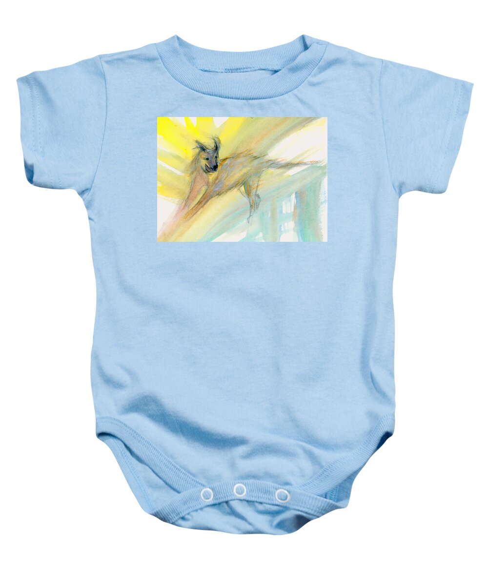Dog Baby Onesie featuring the painting Dancing through #1 by Suzy Norris