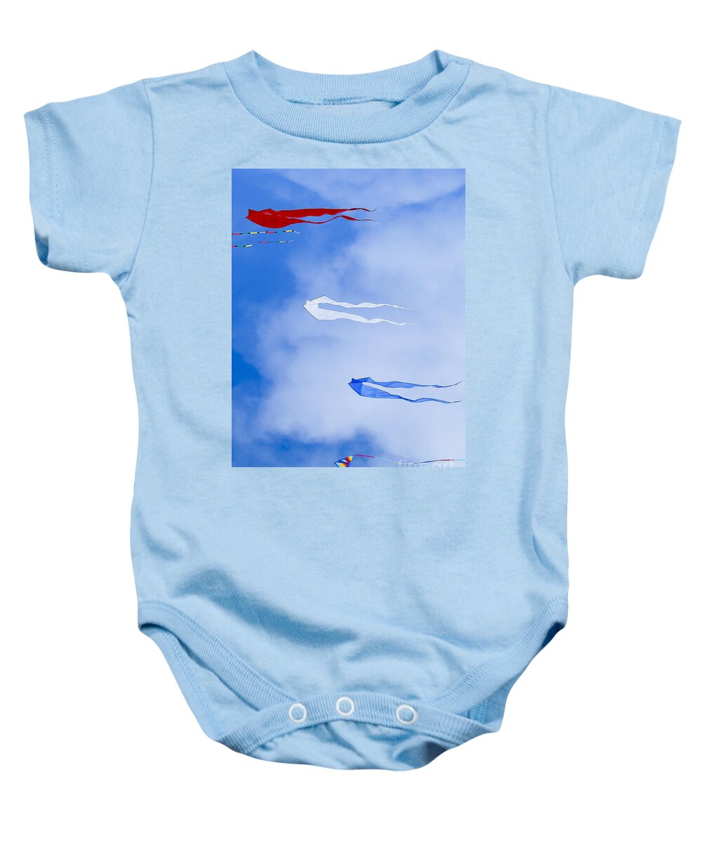 Kites Baby Onesie featuring the photograph Kites on Ice #1 by Steven Ralser