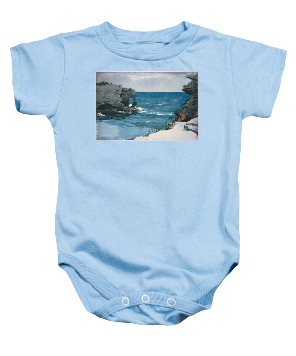 Winslow Homer Baby Onesie featuring the painting Rocky Shore Bermuda #3 by Winslow Homer