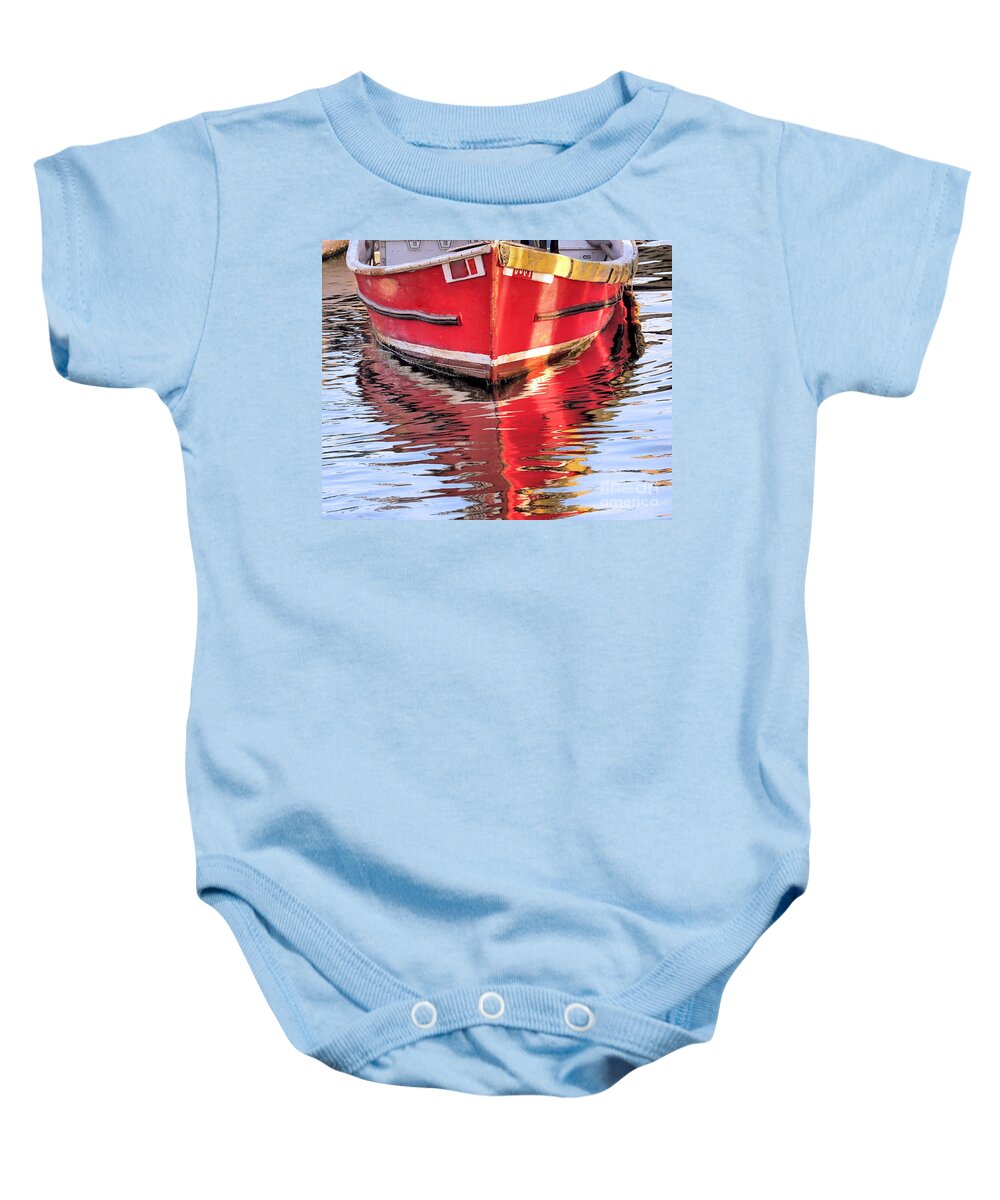 Reflections Baby Onesie featuring the photograph Skiff Water Reflections by Janice Drew