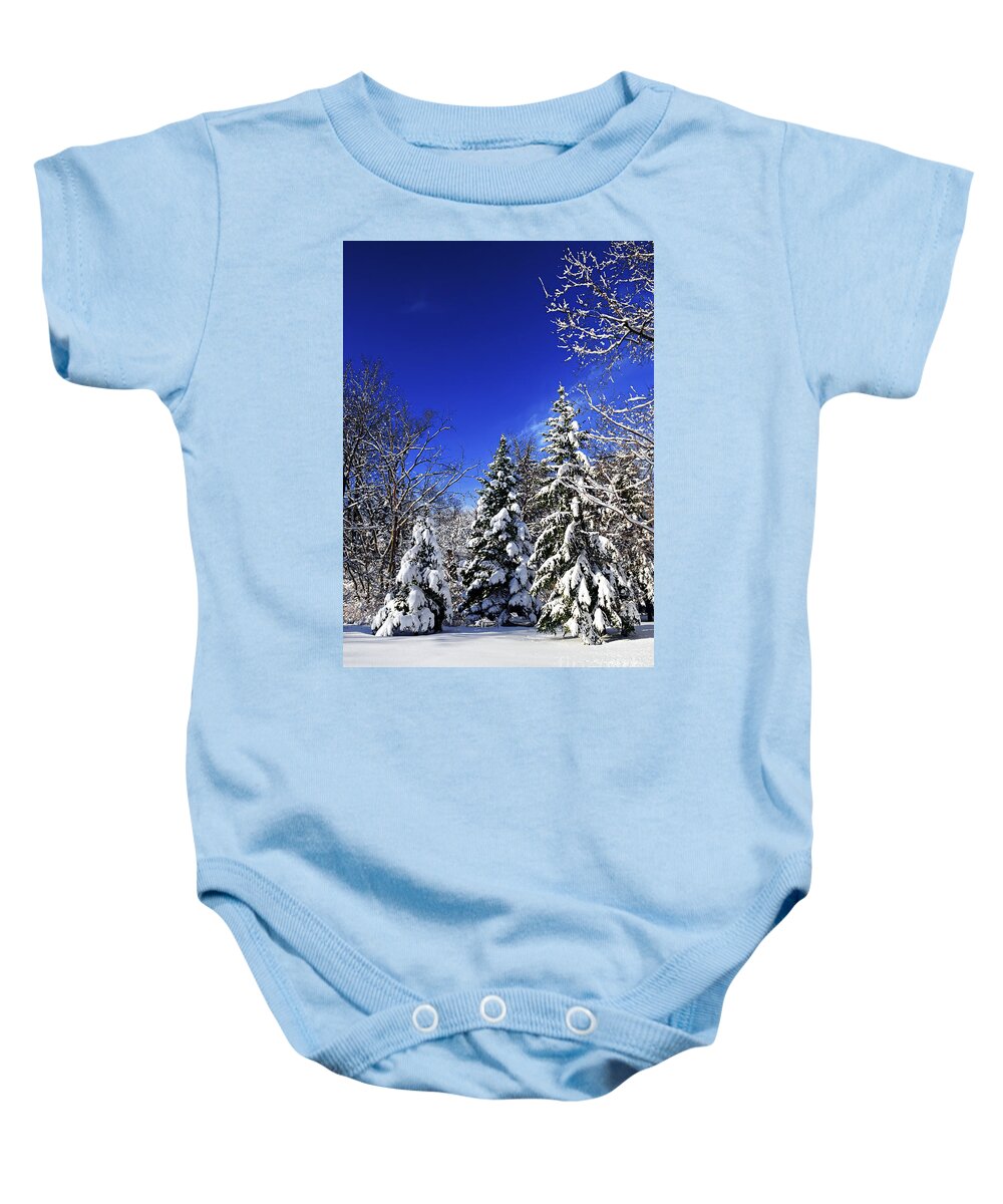 Winter Baby Onesie featuring the photograph Winter forest under snow 1 by Elena Elisseeva