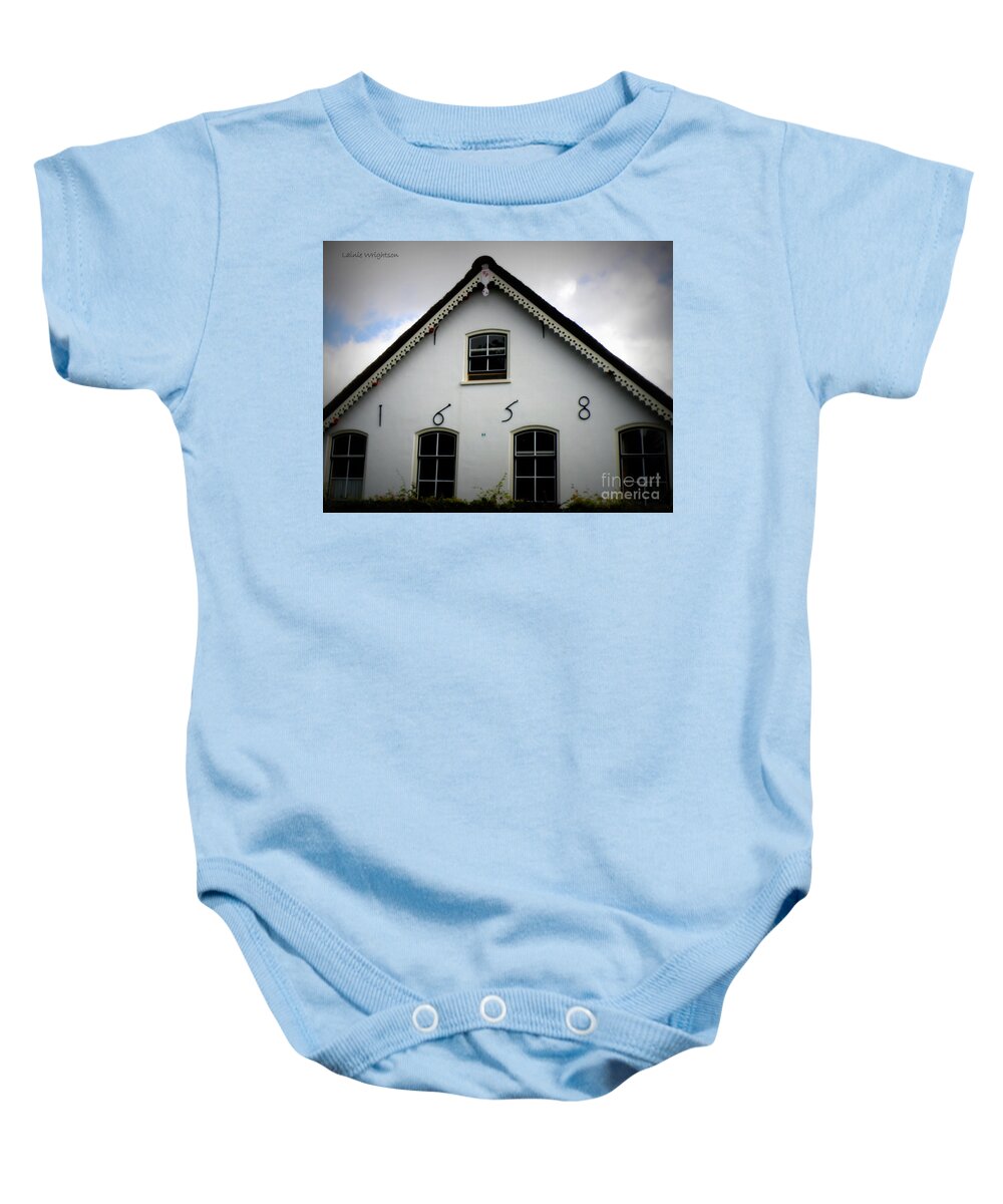 Holland Baby Onesie featuring the photograph 1658 Dutch Farm House by Lainie Wrightson