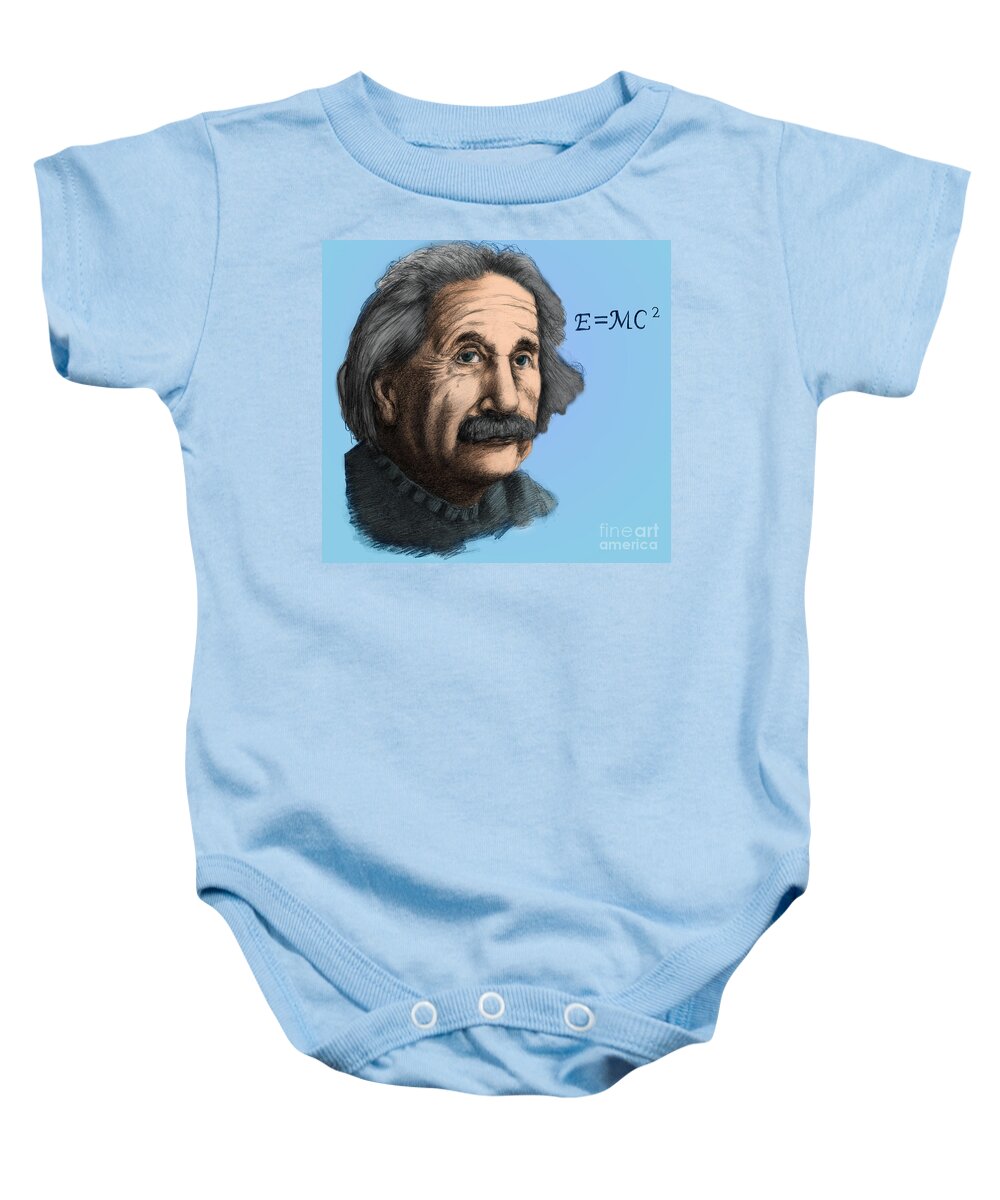 Science Baby Onesie featuring the photograph Albert Einstein, German-american #2 by Spencer Sutton
