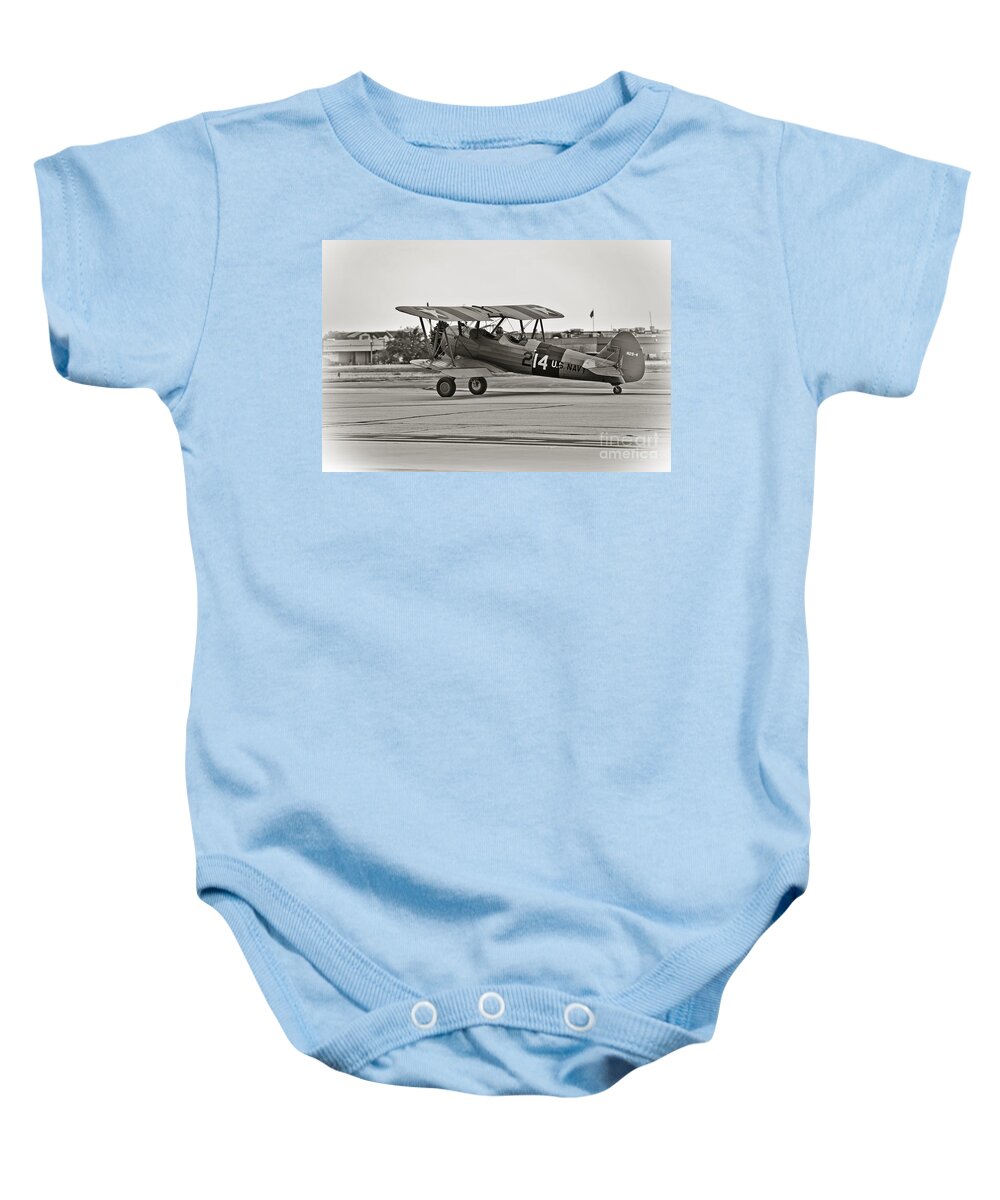 Aircraft Baby Onesie featuring the photograph Boeing N2S-4 Stearman Kaydet #1 by Charles Dobbs