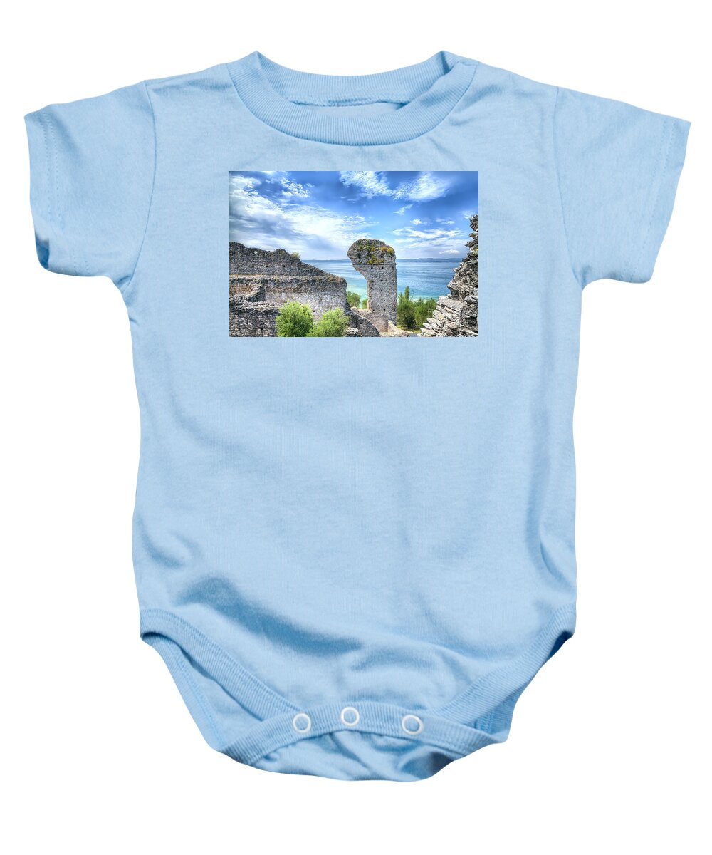 Lago Di Garda Baby Onesie featuring the photograph Grotto Catullus in Sirmione at the Lake Garda #2 by Gina Koch