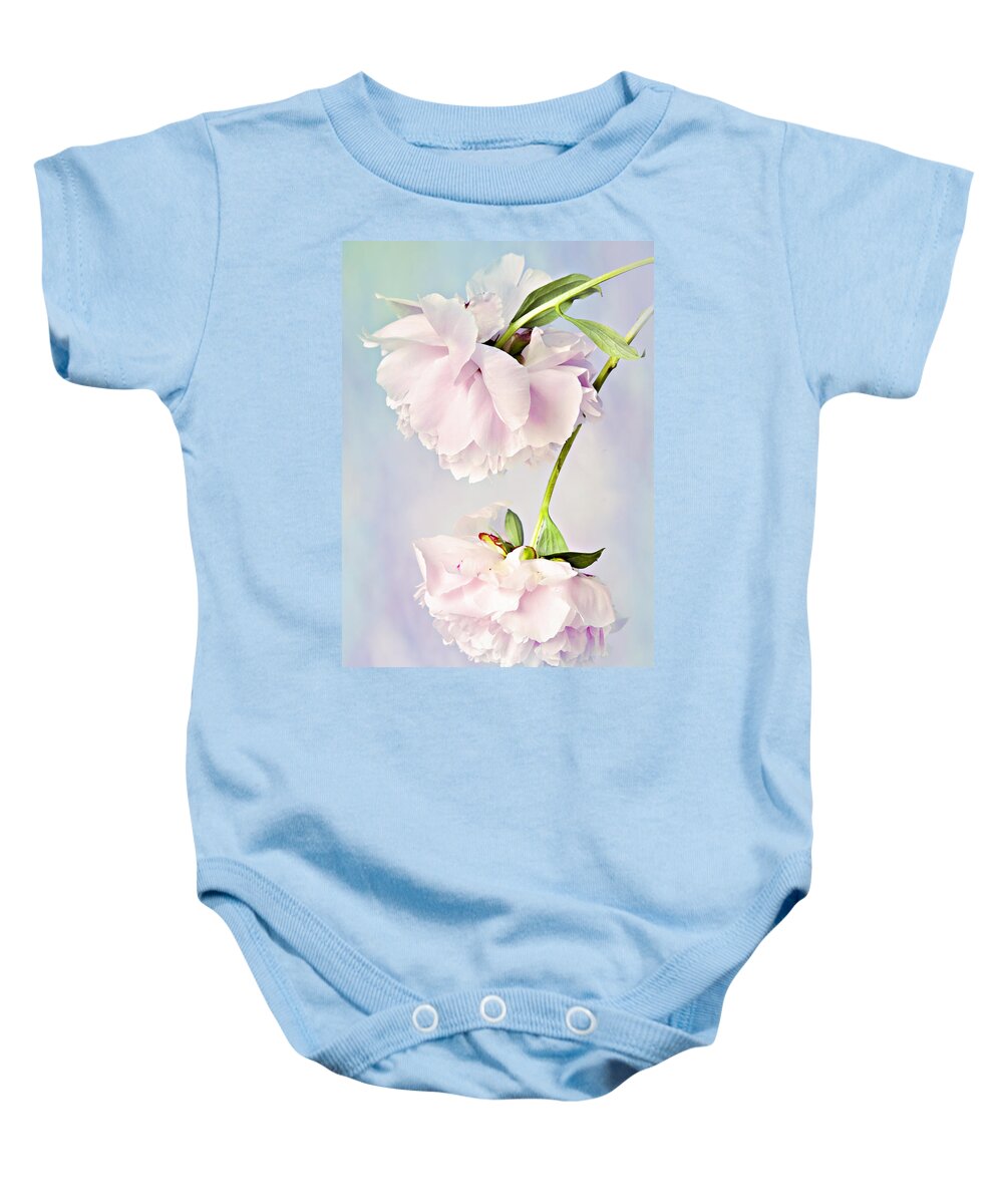 Peonies Baby Onesie featuring the photograph Pastel Peonies by Theresa Tahara