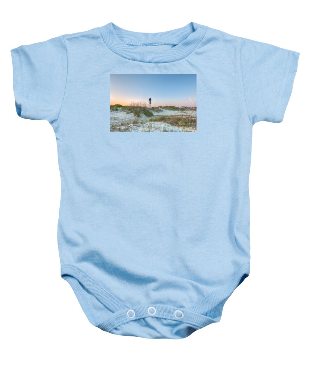 Sullivan's Island Lighthouse Baby Onesie featuring the photograph Sullivan's Island Dunes to Lighthouse View by Dale Powell