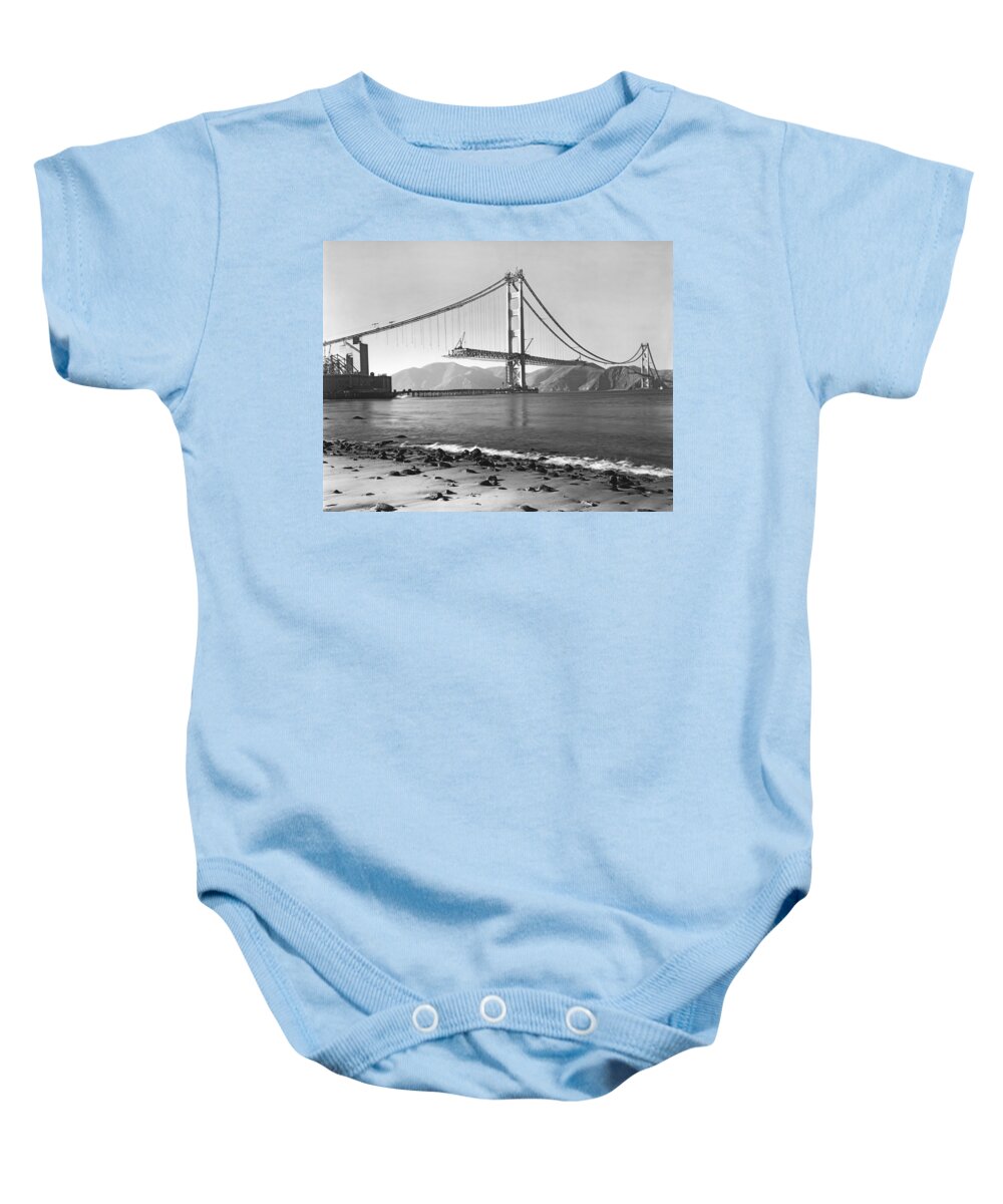 1937 Baby Onesie featuring the photograph Golden Gate Bridge #7 by Underwood Archives