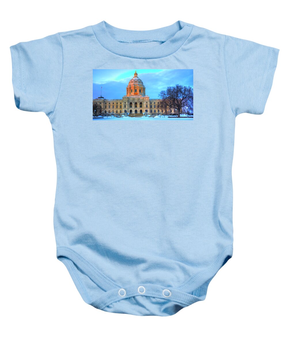 St Paul Skyline Baby Onesie featuring the photograph Minnesota State Capitol St Paul #4 by Amanda Stadther