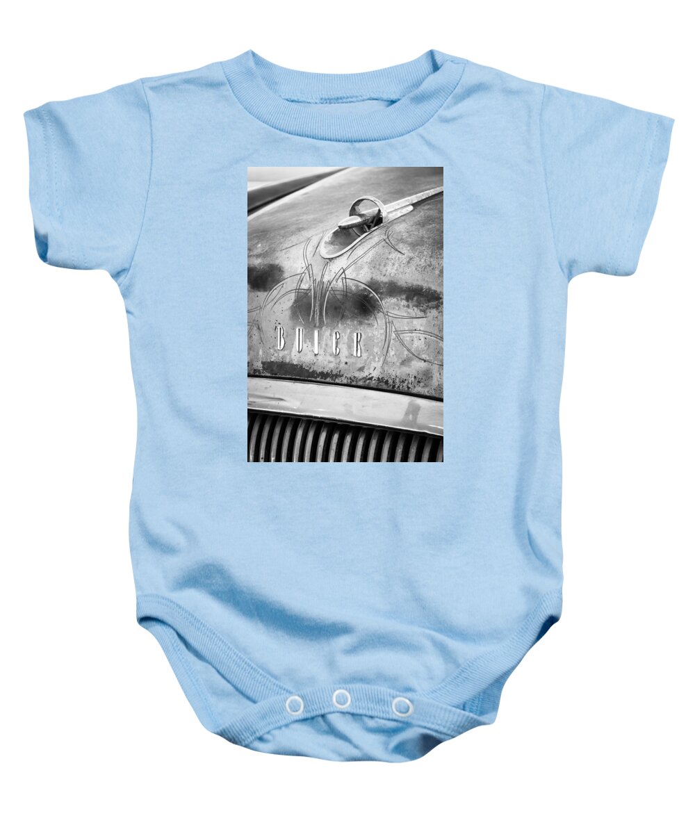 1954 Buick Special Hood Ornament Baby Onesie featuring the photograph 1954 Buick Special Hood Ornament #7 by Jill Reger