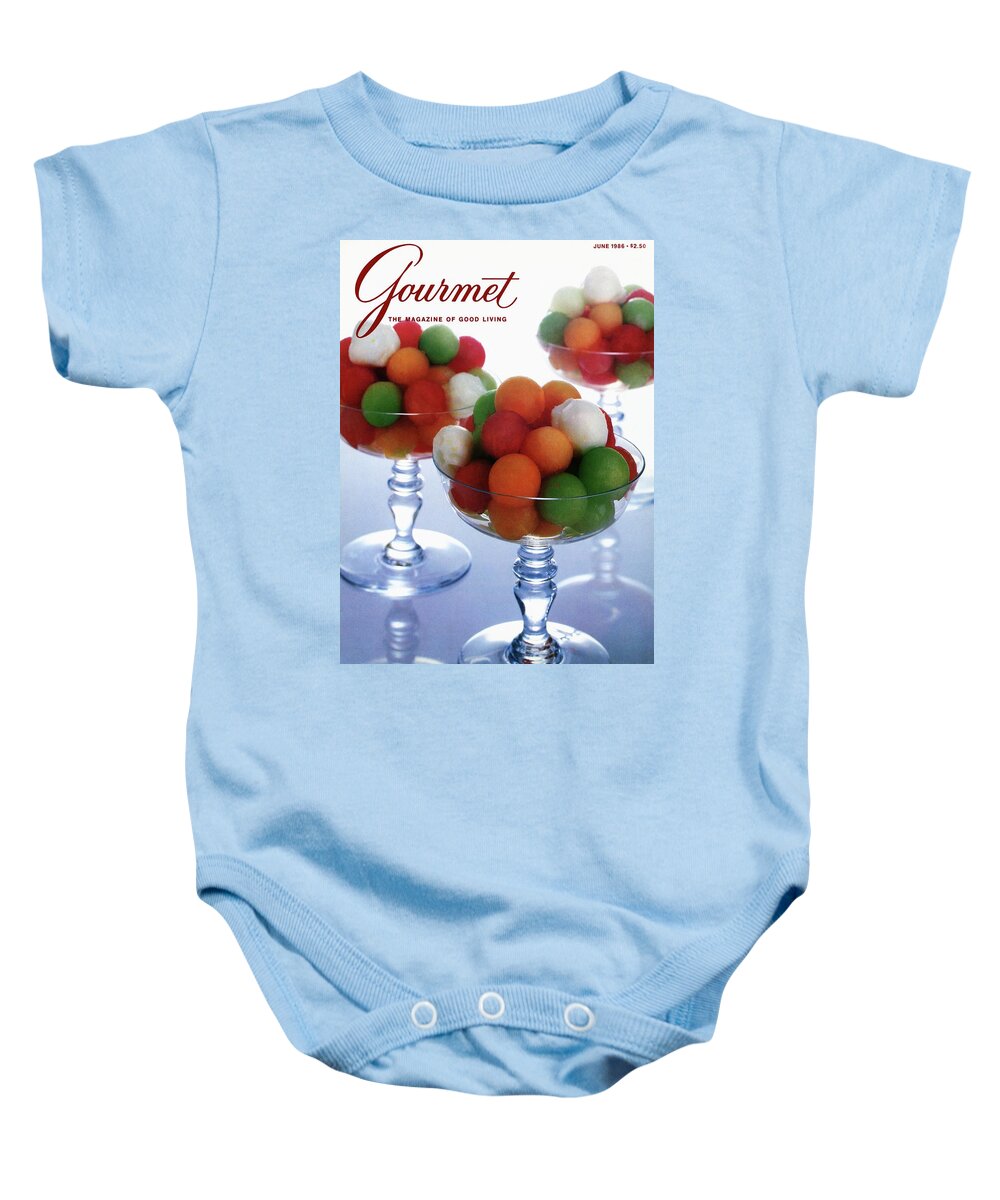 Food Baby Onesie featuring the photograph A Gourmet Cover Of Melon Balls by Romulo Yanes