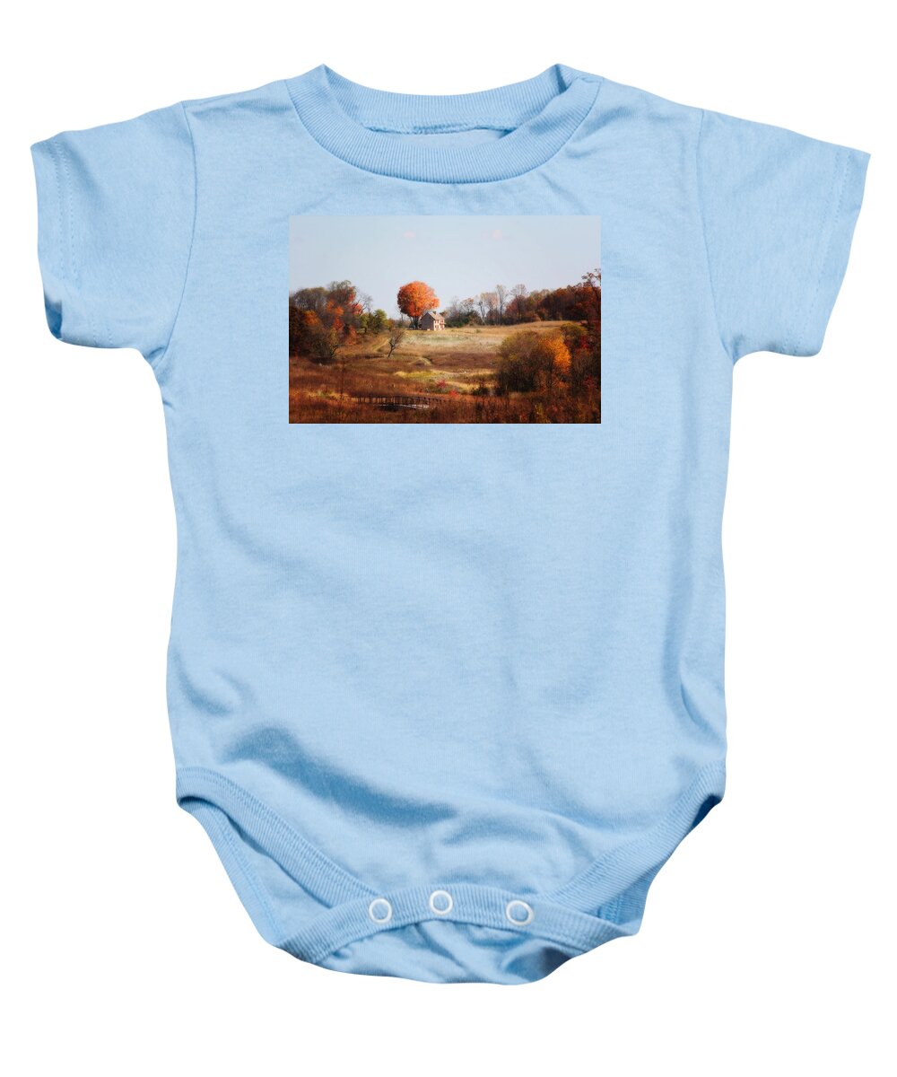 Landscape Baby Onesie featuring the photograph A Walk In the Meadow by Trina Ansel