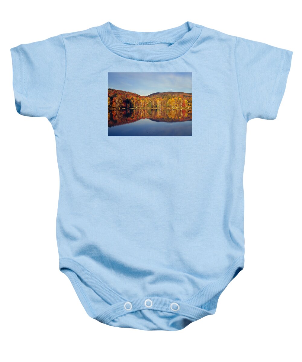 Fall Colors Baby Onesie featuring the photograph 131704-Adirondack Reflect by Ed Cooper Photography