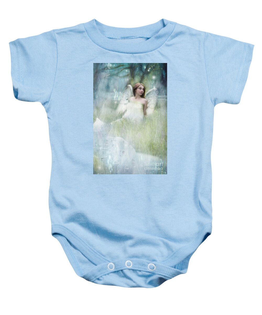 Angel Baby Onesie featuring the photograph An Angel in my orchard by Ang El