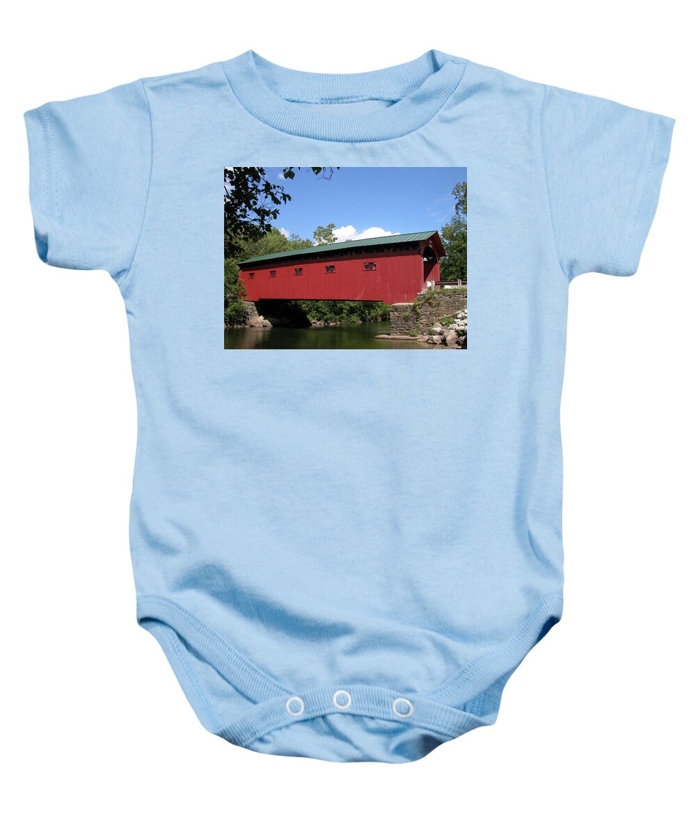 Covered Bridge Baby Onesie featuring the photograph Arlington Bridge 2526a by Guy Whiteley