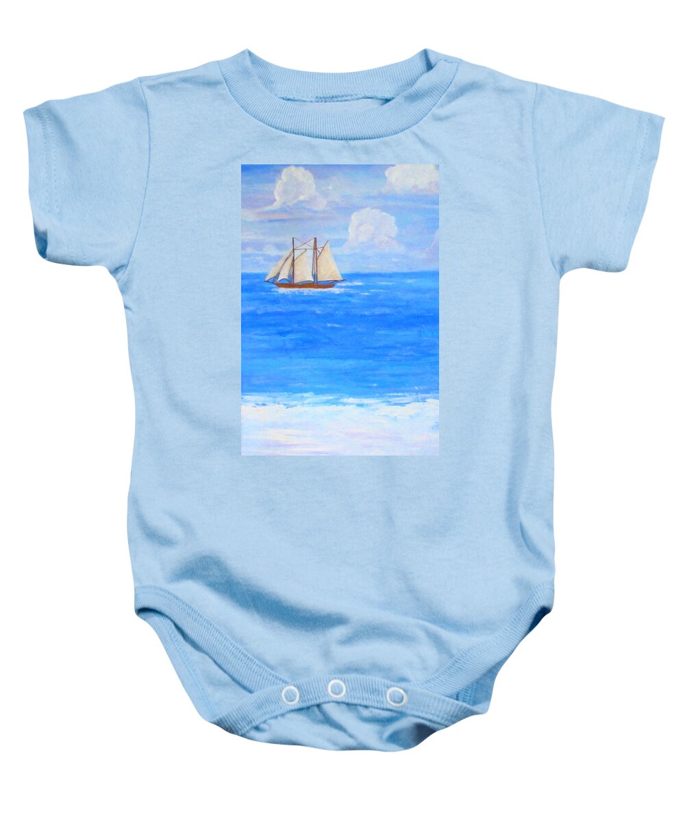 Art Baby Onesie featuring the painting At Sea by Ashley Goforth