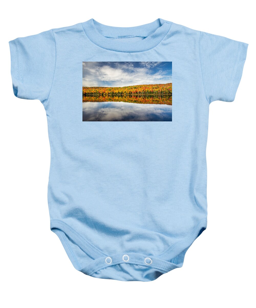 Autumn Baby Onesie featuring the photograph Autumn Lake Reflection by Pierre Leclerc Photography