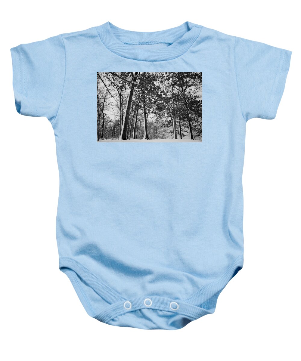 Autumn Baby Onesie featuring the photograph Autumn Snow by Frozen in Time Fine Art Photography
