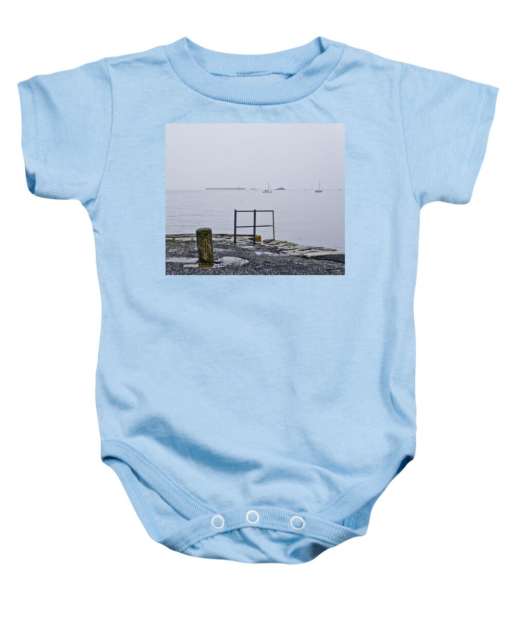 Aberdour Boat Club Baby Onesie featuring the photograph Awaiting the return by Elena Perelman