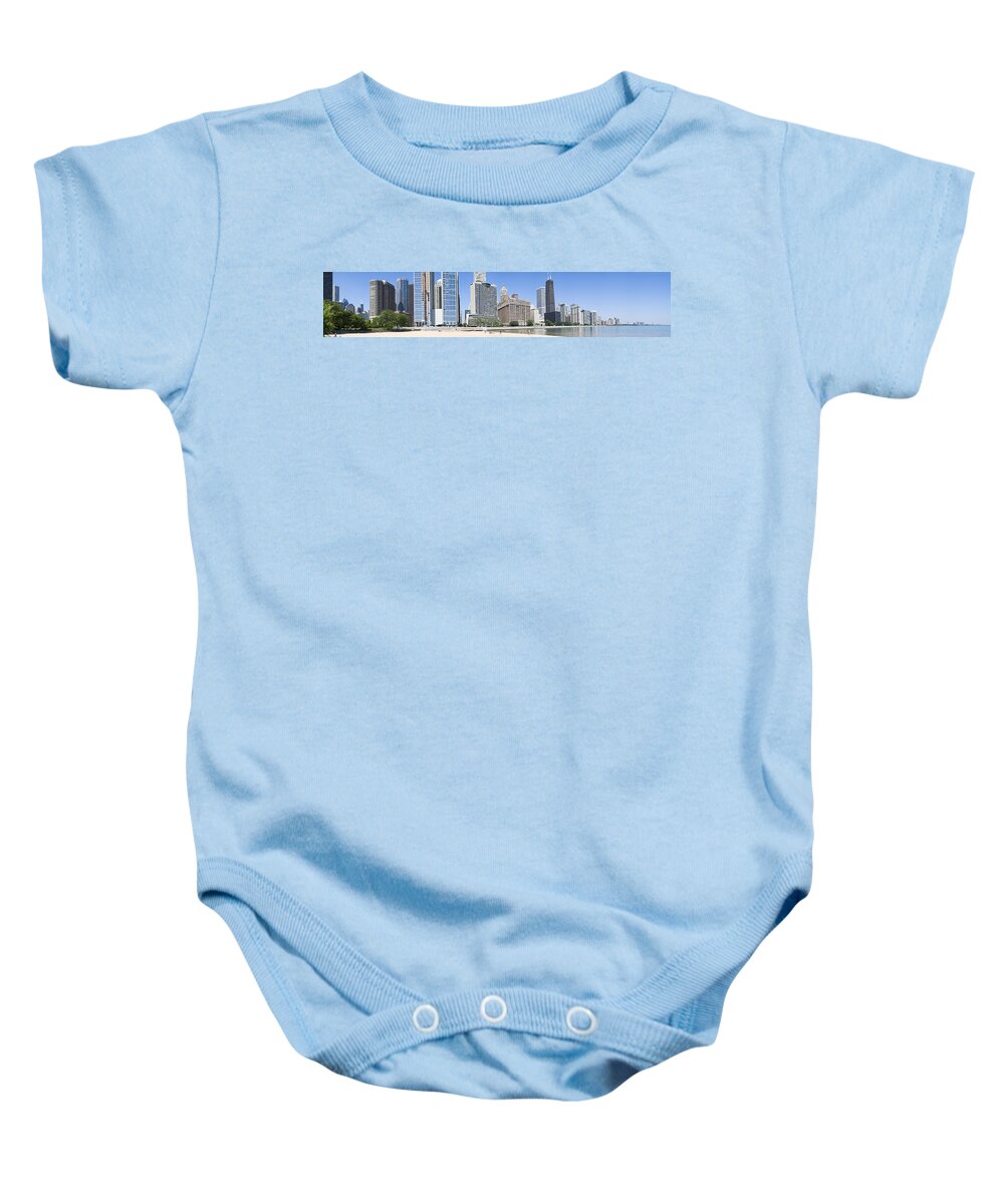 Photography Baby Onesie featuring the photograph Beach And Skyscrapers In A City, Ohio by Panoramic Images