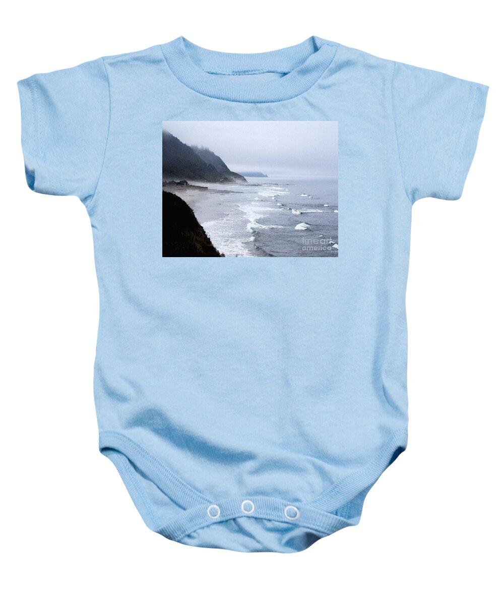 Oregon Baby Onesie featuring the photograph Beach Frontage in Monet by Sharon Elliott