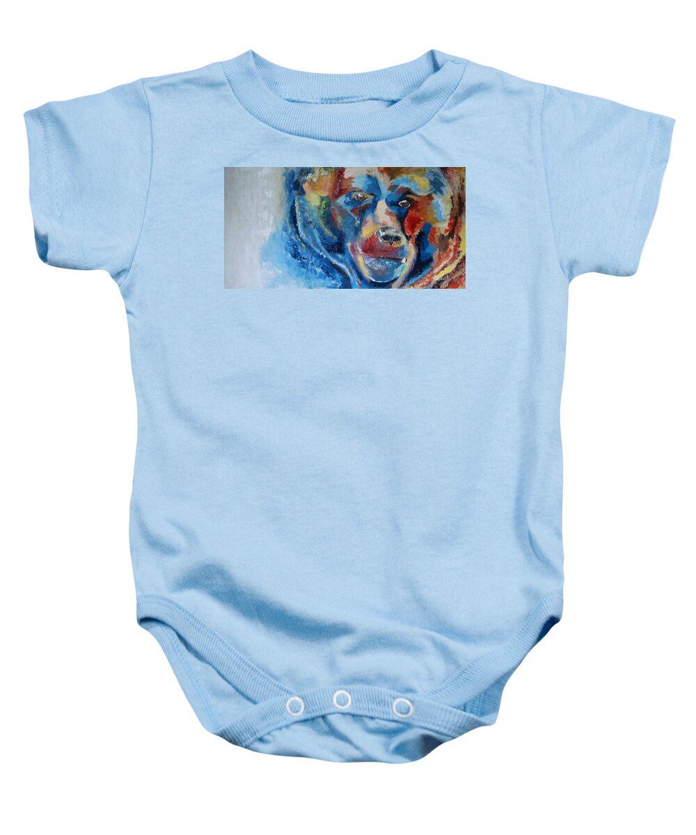 Wildlife Baby Onesie featuring the painting Bear by Sunel De Lange